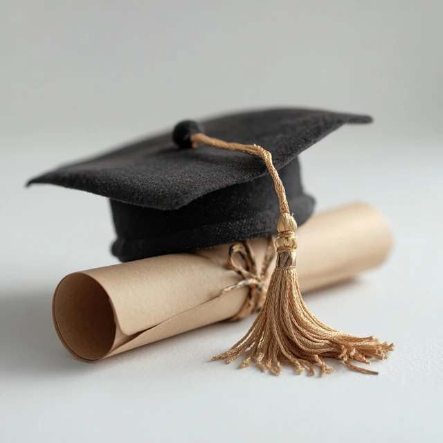 Graduation Cap and Diploma Still Life