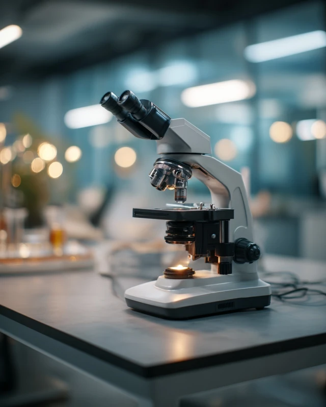 Microscope in a laboratory setting