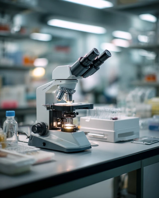 Microscope in a laboratory setting