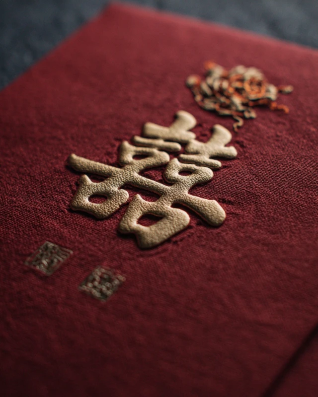 Chinese Wedding Invitation with Double Happiness Symbol