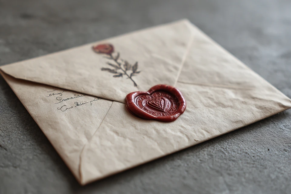 Sealed Love Letter with Rose Detail