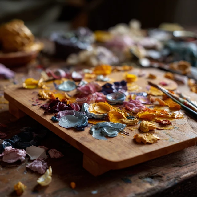 Artist's Palette with Paint and Brushes