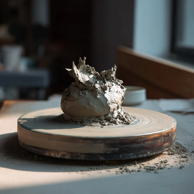 Clay on a Pottery Wheel Ready to Mold