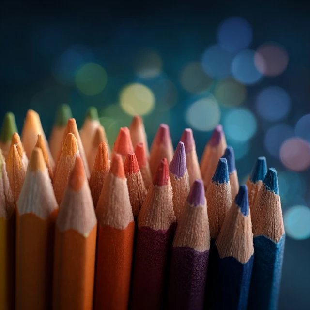 Colorful Pencils with Bokeh Background
