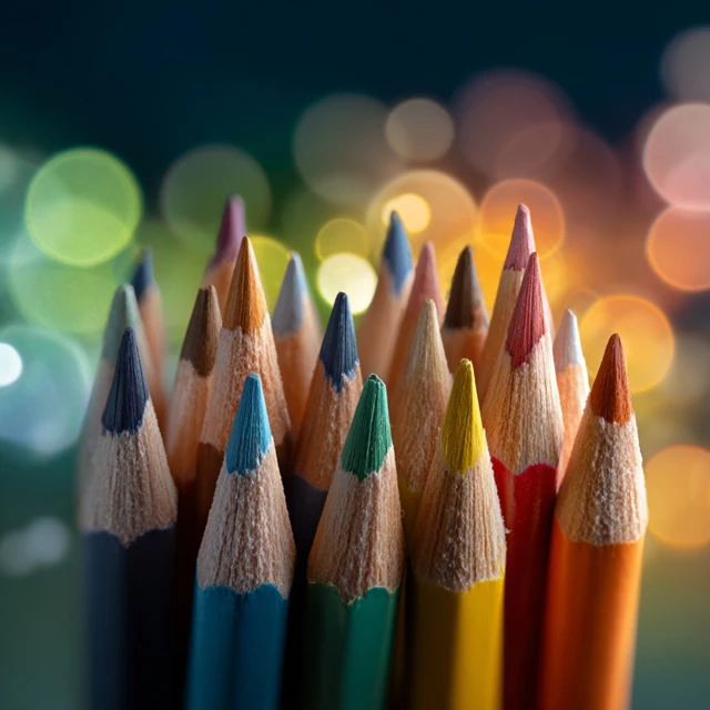 Colorful Pencils with Bokeh Background