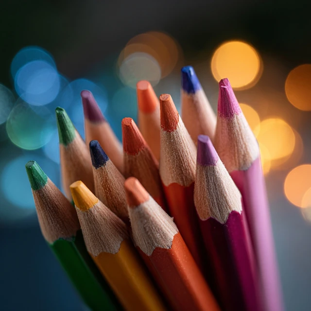 Colorful Pencils with Bokeh Background